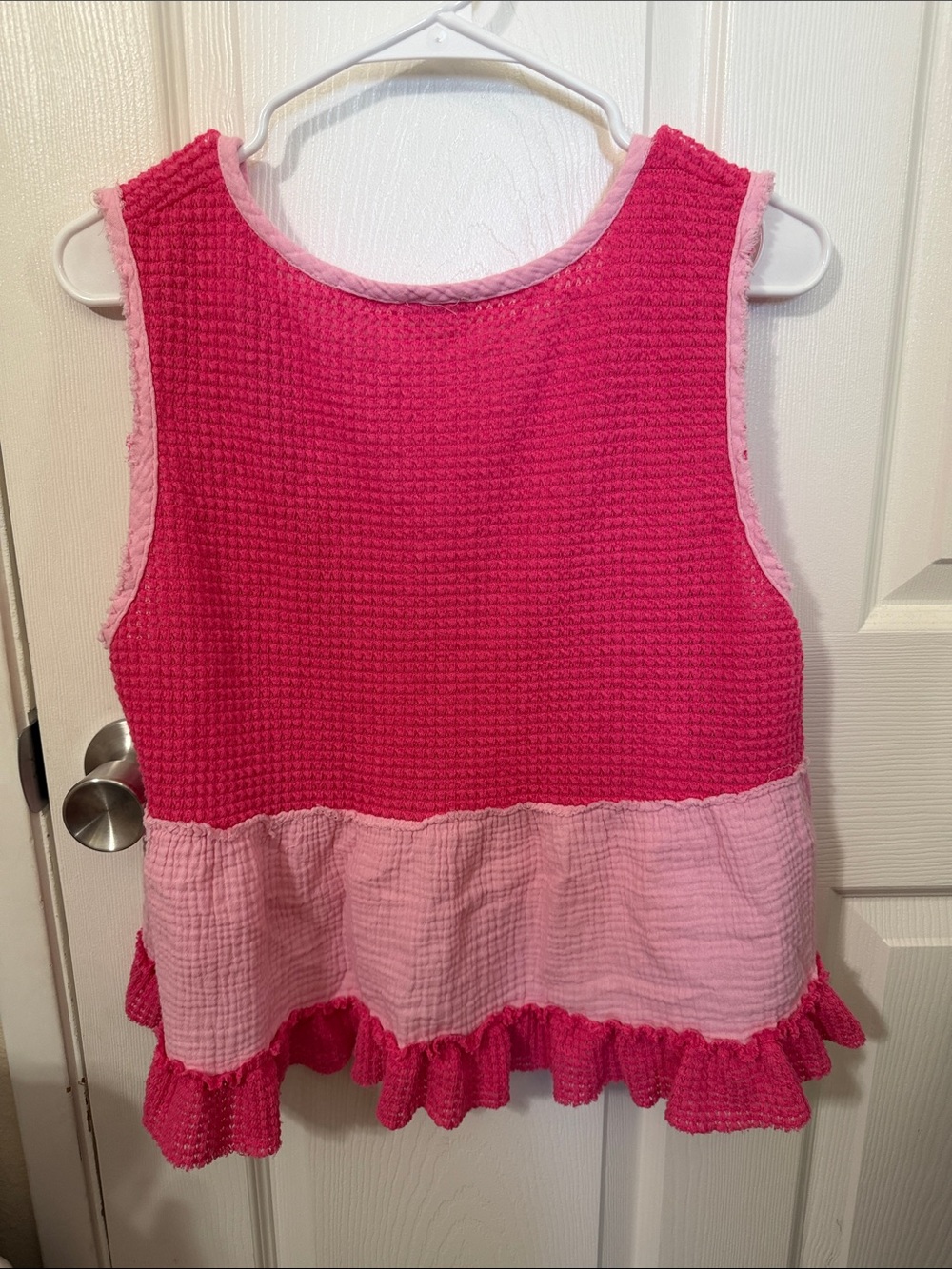 POL Pink Two-Tone Ruffle Tank Top - Picture 2 of 3
